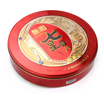 七星伴月月餅鐵盒包裝定制,大號(hào)圓形月餅鐵禮盒
